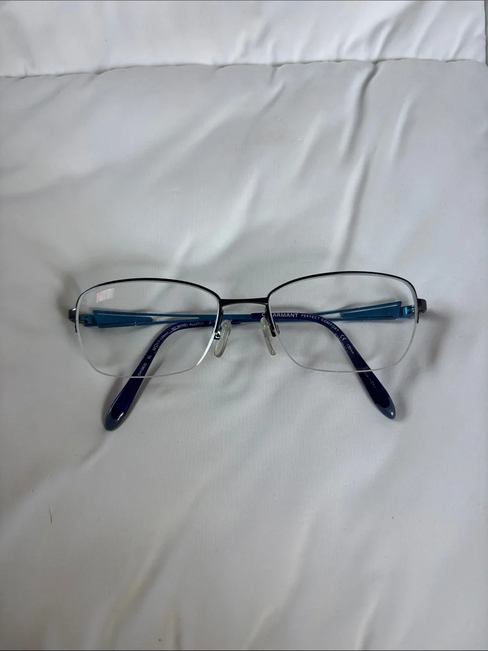 Charmant Eyeglasses CH10630 BL Perfect Comfort Blue Half Rim Frame 52[]17 135